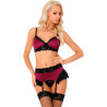 Livco Corsetti Fashion - Nahir Lc 20214 Soutien-Gorge + Culotte + Porte-Jarretelles L/Xl